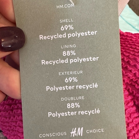 H&M PINK ribbed bikini bottom NWT‎ size 10 Barbie - Picture 4 of 6